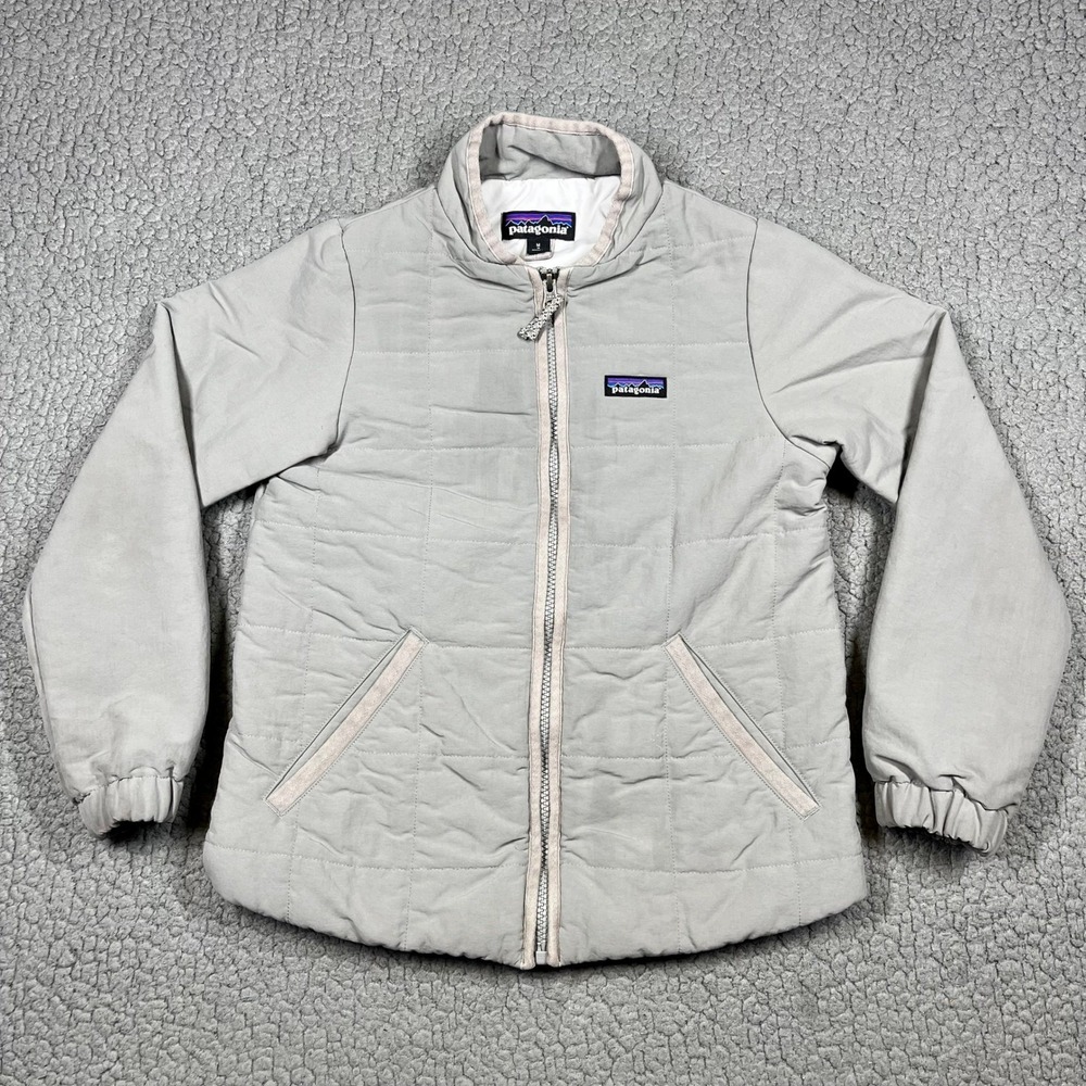 Patagonia Kids Nano Puff Insulated Jacket Gray Size Medium 10 Full Zip Quilted